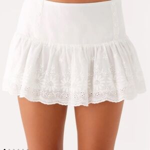 Peppermayo White Floral Button Skirt